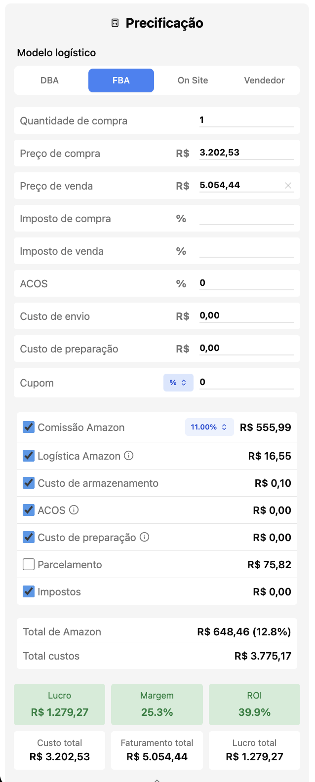 Calculadora na extensão